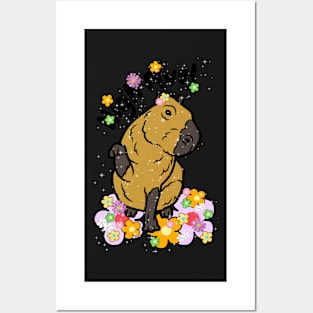 High Five! Cute Brown Kawaii Capybara Posters and Art